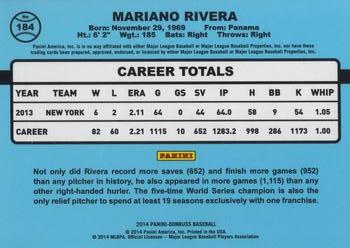 2014 Donruss #184 Mariano Rivera Back
