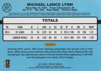 2014 Donruss #337 Lance Lynn Back
