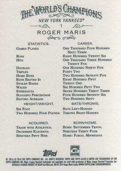 2014 Topps Allen & Ginter #1 Roger Maris Back