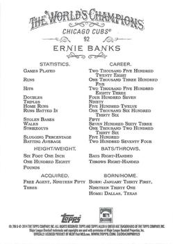 2014 Topps Allen & Ginter #92 Ernie Banks Back