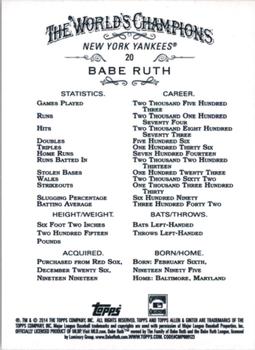 2014 Topps Allen & Ginter #20 Babe Ruth Back