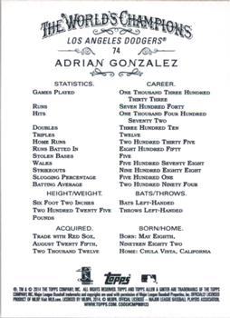 2014 Topps Allen & Ginter #74 Adrian Gonzalez Back