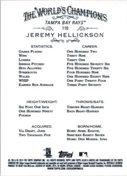 2014 Topps Allen & Ginter #110 Jeremy Hellickson Back