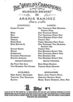2014 Topps Allen & Ginter #291 Aramis Ramirez Back