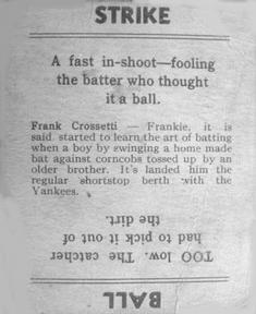 1936 Goudey (R322) #NNO Frank Crosetti Back