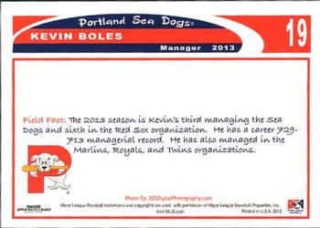 2013 Grandstand Portland Sea Dogs #NNO Kevin Boles Back