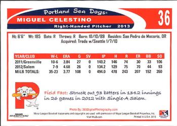 2013 Grandstand Portland Sea Dogs #NNO Miguel Celestino Back