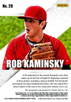 2013 Panini Prizm Perennial Draft Picks - Prospect Signatures #29 Rob Kaminsky Back