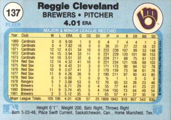 1982 Fleer #137 Reggie Cleveland Back