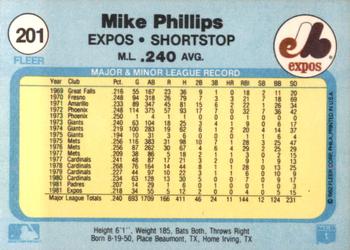 1982 Fleer #201 Mike Phillips Back