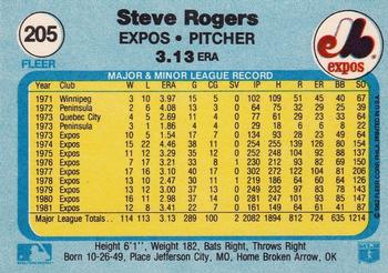 1982 Fleer #205 Steve Rogers Back