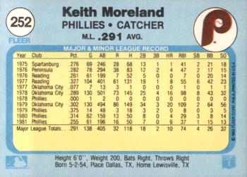 1982 Fleer #252 Keith Moreland Back