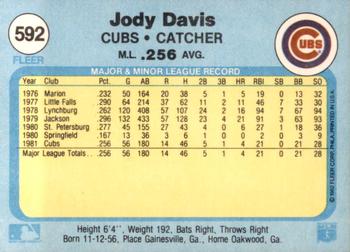 1982 Fleer #592 Jody Davis Back