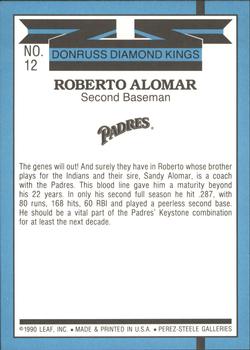 1991 Donruss - Super Diamond Kings #12 Roberto Alomar Back
