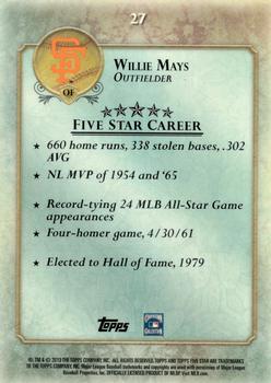 2013 Topps Five Star - Parallel 1/1 #27 Willie Mays Back