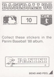 1988 Panini Stickers #10 Orioles Team Leaders Back