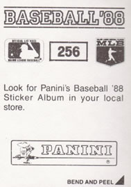 1988 Panini Stickers #256 Lee Smith Back