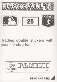 1988 Panini Stickers #25 Dwight Evans Back