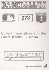 1988 Panini Stickers #273 Bo Diaz Back
