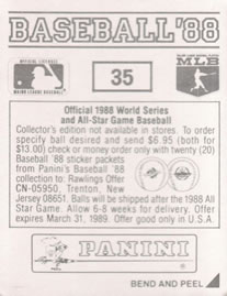 1988 Panini Stickers #35 Angels Uniform Back