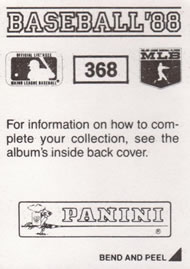 1988 Panini Stickers #368 Brian Fisher Back