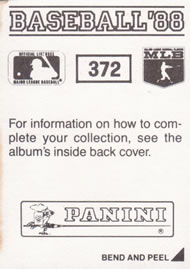 1988 Panini Stickers #372 Bobby Bonilla Back