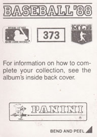 1988 Panini Stickers #373 Pirates Team Leaders Back