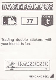 1988 Panini Stickers #77 Julio Franco Back