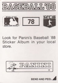 1988 Panini Stickers #78 Brett Butler Back