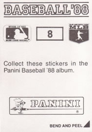 1988 Panini Stickers #8 Eddie Murray Back