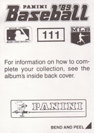 1989 Panini Stickers #111 Randy Johnson Back
