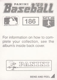 1989 Panini Stickers #186 Ozzie Smith Back