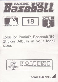 1989 Panini Stickers #18 Orel Hershiser Back
