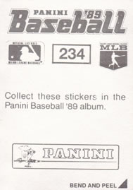1989 Panini Stickers #234 Bobby Bonilla Back