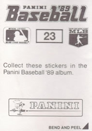 1989 Panini Stickers #23 Mickey Hatcher Back