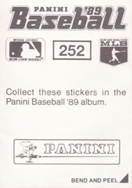 1989 Panini Stickers #252 Craig Worthington Back