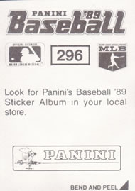 1989 Panini Stickers #296 Chili Davis Back