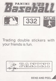 1989 Panini Stickers #332 Torey Lovullo Back