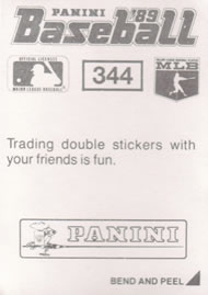 1989 Panini Stickers #344 Chet Lemon Back