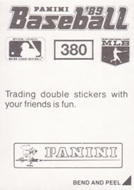 1989 Panini Stickers #380 Kelvin Torve Back