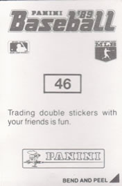 1989 Panini Stickers #46 Cubs Logo Back