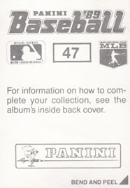 1989 Panini Stickers #47 Doug Dascenzo Back