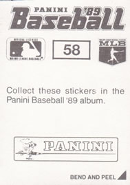 1989 Panini Stickers #58 Shawon Dunston Back