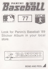 1989 Panini Stickers #77 Paul O'Neill Back