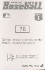 1989 Panini Stickers #78 Astros Logo Back