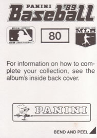 1989 Panini Stickers #80 John Fishel Back