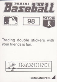 1989 Panini Stickers #98 Jay Howell Back