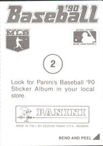 1990 Panini Stickers #2 Gregg Olson Back