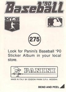 1990 Panini Stickers #275 Orel Hershiser Back