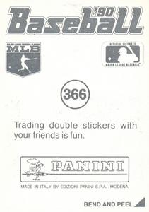 1990 Panini Stickers #366 Matt Williams Back